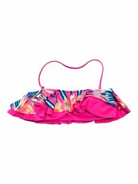 VICTORIA’S SECRET PINK Women’s Pink Multicolor Ruffle Bandeau Bikini Top XS